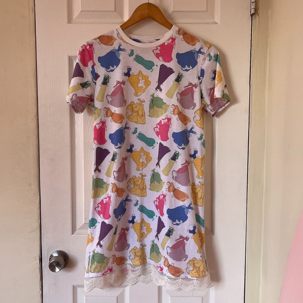 Women's White Mini Dress with Colorful Princess Print